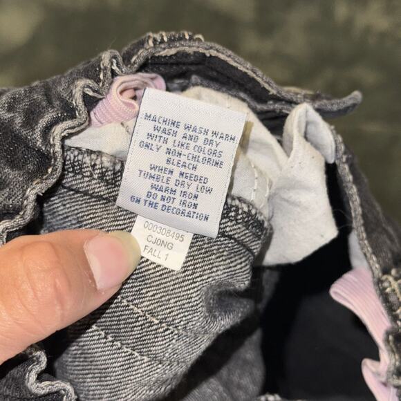 Vtg Fall 2001 Old Navy Jeans Girls 4T Faded Black Denim Floral Adjustable Waist - Picture 5 of 5